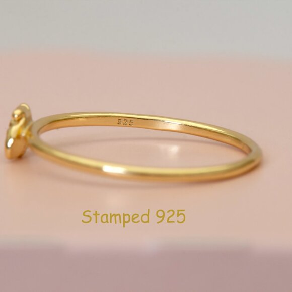 Gold Bumblebee Ring, Cute Nature Delicate Ring, Summer Stacking Ring, Size 7 - Picture 3 of 5